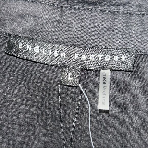 English Factory Black Pleated Shoulder Shirt Dress(Size Large) - Picture 8 of 8